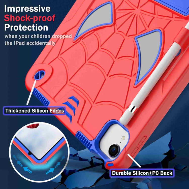 For iPad Pro 11 2021 / Air 5 10.9 Spider Texture Silicone Hybrid PC Tablet Case with Shoulder Strap(Red + Blue) - iPad Pro 11 (2022/2021) Cases by buy2fix | Online Shopping UK | buy2fix