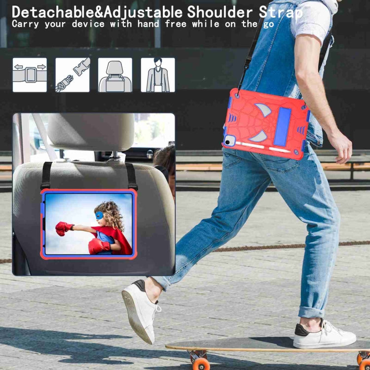 For iPad Pro 11 2021 / Air 5 10.9 Spider Texture Silicone Hybrid PC Tablet Case with Shoulder Strap(Red + Blue) - iPad Pro 11 (2022/2021) Cases by buy2fix | Online Shopping UK | buy2fix