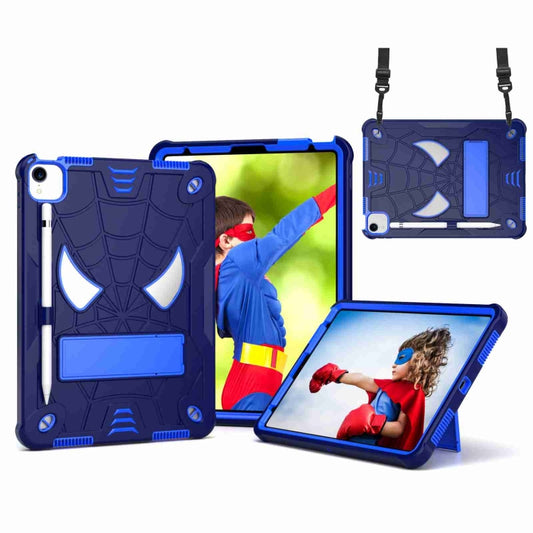 For iPad Pro 11 2021 / Air 5 10.9 Spider Texture Silicone Hybrid PC Tablet Case with Shoulder Strap(Navy Blue + Blue) - iPad Pro 11 (2022/2021) Cases by buy2fix | Online Shopping UK | buy2fix
