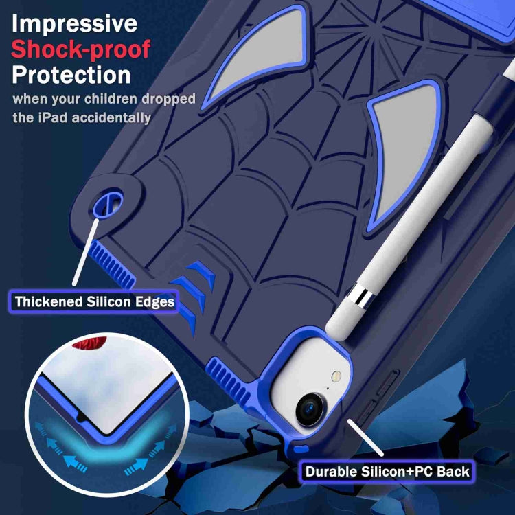 For iPad Pro 11 2021 / Air 5 10.9 Spider Texture Silicone Hybrid PC Tablet Case with Shoulder Strap(Navy Blue + Blue) - iPad Pro 11 (2022/2021) Cases by buy2fix | Online Shopping UK | buy2fix