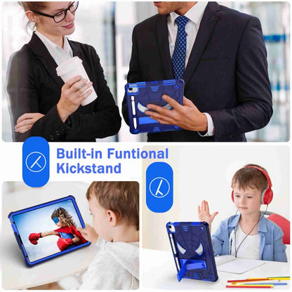 For iPad Pro 11 2021 / Air 5 10.9 Spider Texture Silicone Hybrid PC Tablet Case with Shoulder Strap(Navy Blue + Blue) - iPad Pro 11 (2022/2021) Cases by buy2fix | Online Shopping UK | buy2fix