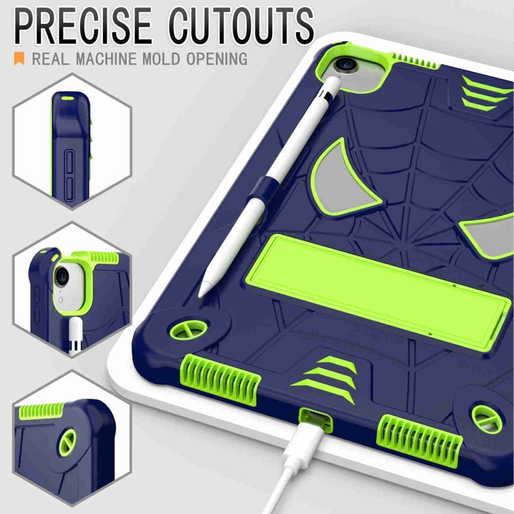 For iPad Pro 11 2021 / Air 5 10.9 Spider Texture Silicone Hybrid PC Tablet Case with Shoulder Strap(Navy Blue + Yellow Green) - iPad Pro 11 (2022/2021) Cases by buy2fix | Online Shopping UK | buy2fix