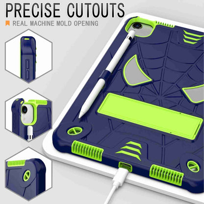 For iPad Pro 11 2021 / Air 5 10.9 Spider Texture Silicone Hybrid PC Tablet Case with Shoulder Strap(Navy Blue + Yellow Green) - iPad Pro 11 (2022/2021) Cases by buy2fix | Online Shopping UK | buy2fix