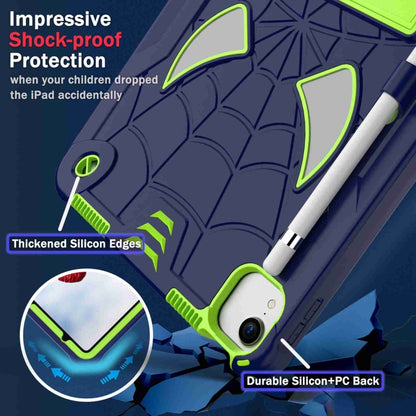 For iPad Pro 11 2021 / Air 5 10.9 Spider Texture Silicone Hybrid PC Tablet Case with Shoulder Strap(Navy Blue + Yellow Green) - iPad Pro 11 (2022/2021) Cases by buy2fix | Online Shopping UK | buy2fix