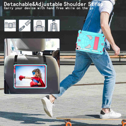 For iPad Pro 11 2021 / Air 5 10.9 Spider Texture Silicone Hybrid PC Tablet Case with Shoulder Strap(Mint Green + Rose Red) - iPad Pro 11 (2022/2021) Cases by buy2fix | Online Shopping UK | buy2fix