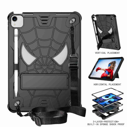 For iPad Pro 11 2021 / Air 5 10.9 Spider Texture Silicone Hybrid PC Tablet Case with Shoulder Strap(Black) - iPad Pro 11 (2022/2021) Cases by buy2fix | Online Shopping UK | buy2fix