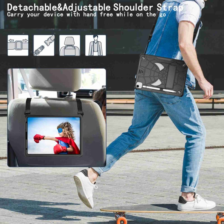 For iPad Pro 11 2021 / Air 5 10.9 Spider Texture Silicone Hybrid PC Tablet Case with Shoulder Strap(Black) - iPad Pro 11 (2022/2021) Cases by buy2fix | Online Shopping UK | buy2fix