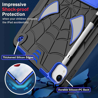 For iPad Pro 11 2021 / Air 5 10.9 Spider Texture Silicone Hybrid PC Tablet Case with Shoulder Strap(Black + Blue) - iPad Pro 11 (2022/2021) Cases by buy2fix | Online Shopping UK | buy2fix