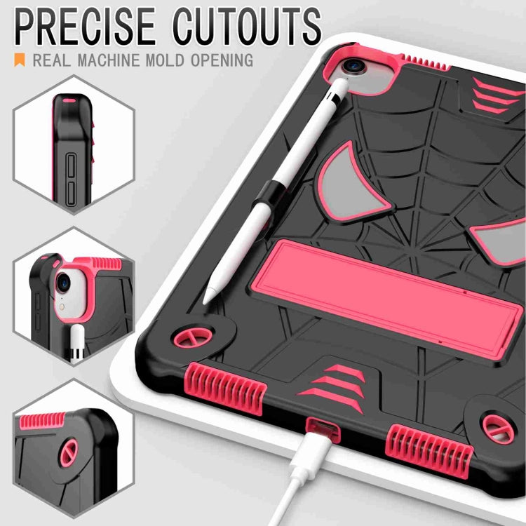 For iPad Pro 11 2021 / Air 5 10.9 Spider Texture Silicone Hybrid PC Tablet Case with Shoulder Strap(Black + Rose Red) - iPad Pro 11 (2022/2021) Cases by buy2fix | Online Shopping UK | buy2fix