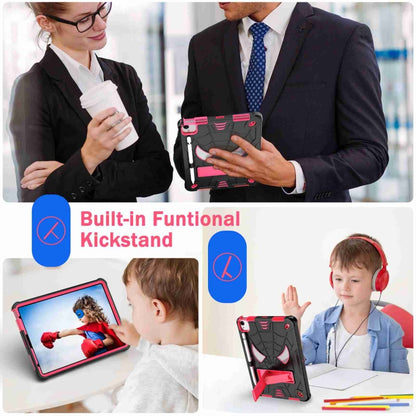 For iPad Pro 11 2021 / Air 5 10.9 Spider Texture Silicone Hybrid PC Tablet Case with Shoulder Strap(Black + Rose Red) - iPad Pro 11 (2022/2021) Cases by buy2fix | Online Shopping UK | buy2fix