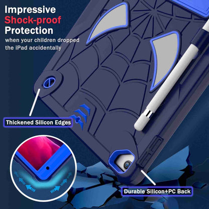 For iPad 10.2 2021 / 2020 / 2019 Spider Texture Silicone Hybrid PC Tablet Case with Shoulder Strap(Navy Blue + Blue) - iPad 10.2 Cases by buy2fix | Online Shopping UK | buy2fix