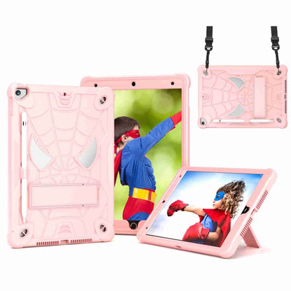 For iPad 10.2 2021 / 2020 / 2019 Spider Texture Silicone Hybrid PC Tablet Case with Shoulder Strap(Rose Gold) - iPad 10.2 Cases by buy2fix | Online Shopping UK | buy2fix