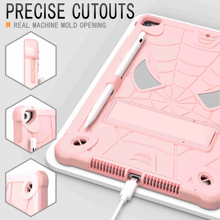 For iPad 10.2 2021 / 2020 / 2019 Spider Texture Silicone Hybrid PC Tablet Case with Shoulder Strap(Rose Gold) - iPad 10.2 Cases by buy2fix | Online Shopping UK | buy2fix