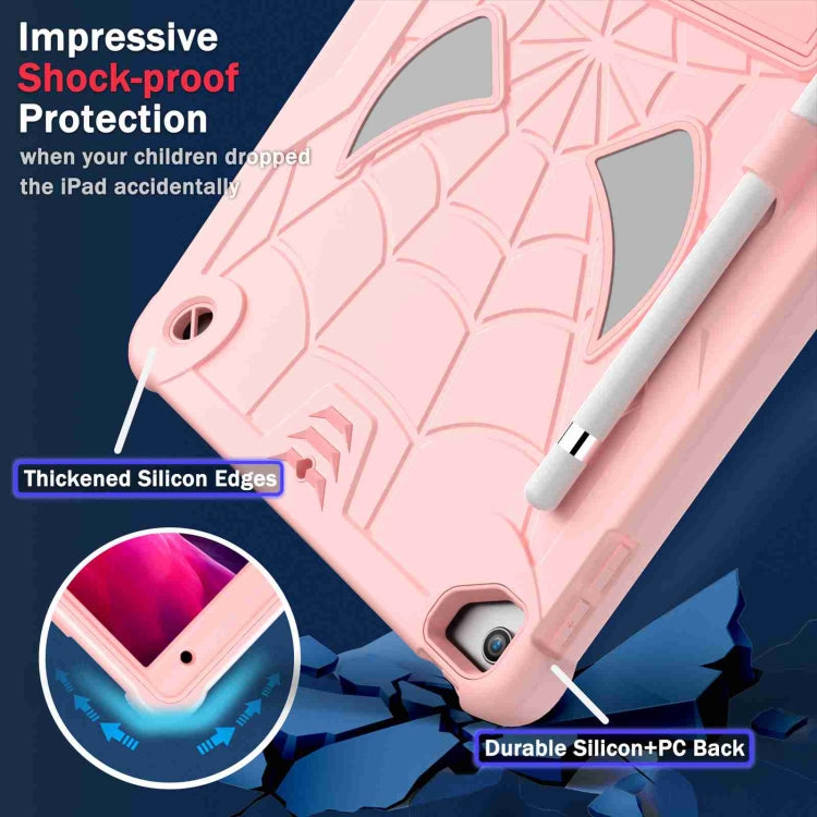 For iPad 10.2 2021 / 2020 / 2019 Spider Texture Silicone Hybrid PC Tablet Case with Shoulder Strap(Rose Gold) - iPad 10.2 Cases by buy2fix | Online Shopping UK | buy2fix