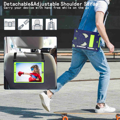 For iPad 10.2 2021 / 2020 / 2019 Spider Texture Silicone Hybrid PC Tablet Case with Shoulder Strap(Navy Blue + Yellow Green) - iPad 10.2 Cases by buy2fix | Online Shopping UK | buy2fix