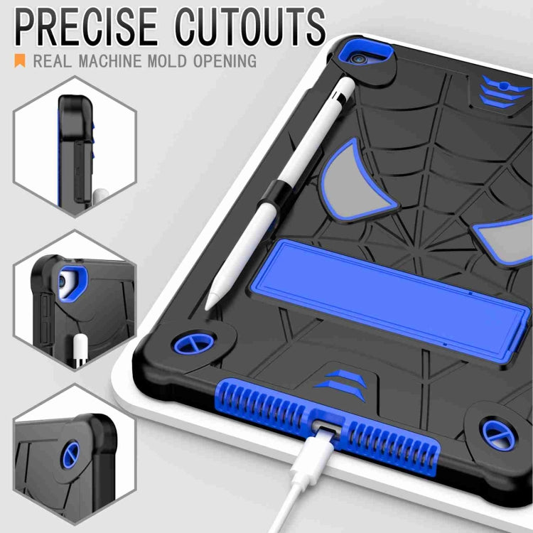 For iPad 10.2 2021 / 2020 / 2019 Spider Texture Silicone Hybrid PC Tablet Case with Shoulder Strap(Black + Blue) - iPad 10.2 Cases by buy2fix | Online Shopping UK | buy2fix