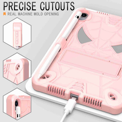 For iPad mini 6 Spider Texture Silicone Hybrid PC Tablet Case with Shoulder Strap(Rose Gold) - iPad mini 6 Cases by buy2fix | Online Shopping UK | buy2fix