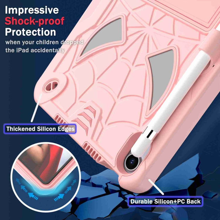 For iPad mini 6 Spider Texture Silicone Hybrid PC Tablet Case with Shoulder Strap(Rose Gold) - iPad mini 6 Cases by buy2fix | Online Shopping UK | buy2fix