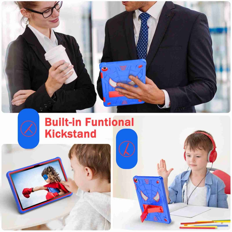 For Lenovo Tab M10 3rd Gen Spider Texture Silicone Hybrid PC Tablet Case with Shoulder Strap(Blue + Red) - Lenovo by buy2fix | Online Shopping UK | buy2fix