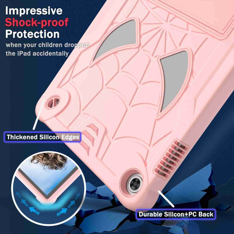 For Lenovo Tab M10 3rd Gen Spider Texture Silicone Hybrid PC Tablet Case with Shoulder Strap(Rose Gold) - Lenovo by buy2fix | Online Shopping UK | buy2fix