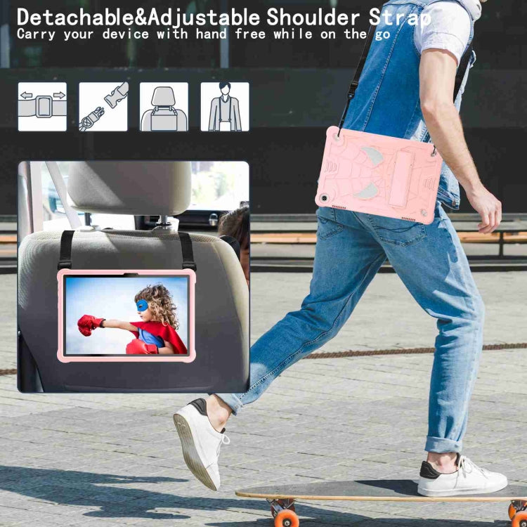 For Lenovo Tab M10 3rd Gen Spider Texture Silicone Hybrid PC Tablet Case with Shoulder Strap(Rose Gold) - Lenovo by buy2fix | Online Shopping UK | buy2fix