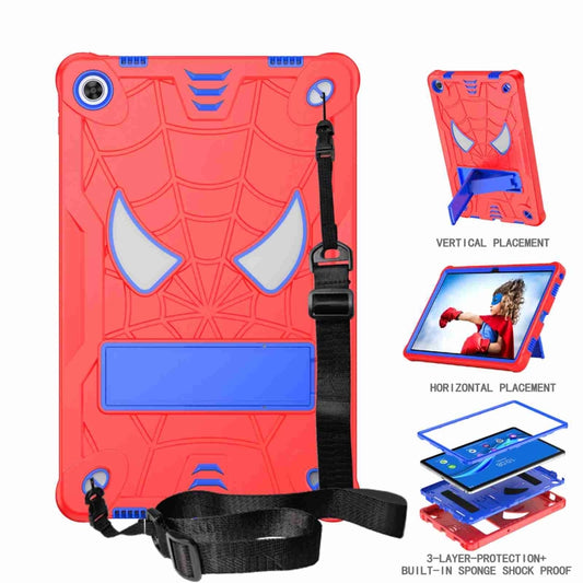 For Lenovo Tab M10 Plus 10.6 3rd Gen 2022 Spider Texture Silicone Hybrid PC Tablet Case with Shoulder Strap(Red + Blue) - Lenovo by buy2fix | Online Shopping UK | buy2fix