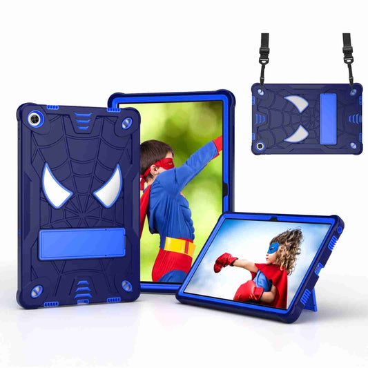 For Lenovo Tab M10 Plus 10.6 3rd Gen 2022 Spider Texture Silicone Hybrid PC Tablet Case with Shoulder Strap(Navy Blue + Blue) - Lenovo by buy2fix | Online Shopping UK | buy2fix