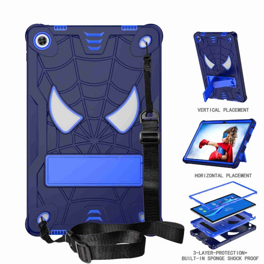 For Lenovo Tab M10 Plus 10.6 3rd Gen 2022 Spider Texture Silicone Hybrid PC Tablet Case with Shoulder Strap(Navy Blue + Blue) - Lenovo by buy2fix | Online Shopping UK | buy2fix