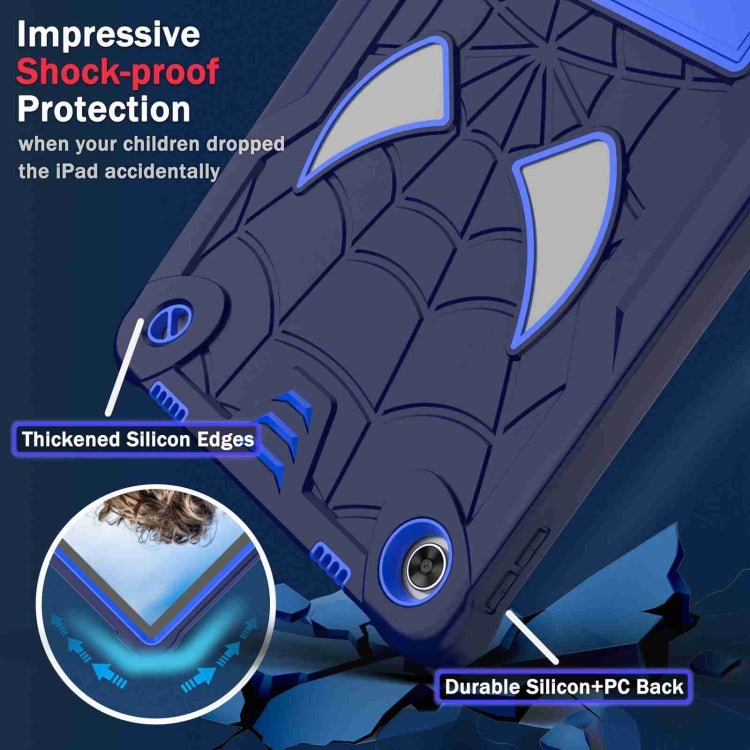 For Lenovo Tab M10 Plus 10.6 3rd Gen 2022 Spider Texture Silicone Hybrid PC Tablet Case with Shoulder Strap(Navy Blue + Blue) - Lenovo by buy2fix | Online Shopping UK | buy2fix