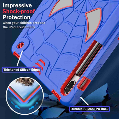 For Samsung Galaxy Tab S7 FE / S7+ / S8+ Spider Texture Silicone Hybrid PC Tablet Case with Shoulder Strap(Blue + Red) - Galaxy Tab S8+ Cases by buy2fix | Online Shopping UK | buy2fix