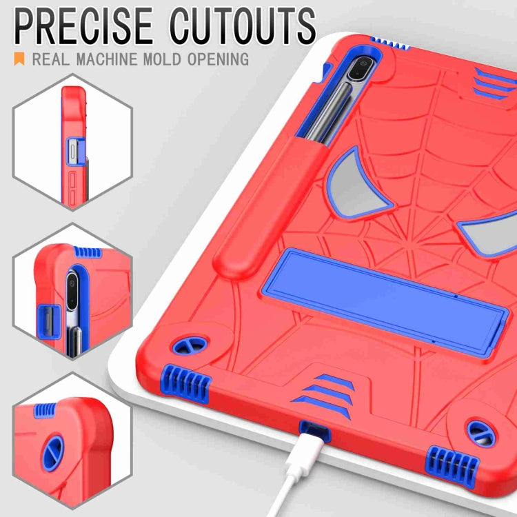 For Samsung Galaxy Tab S7 FE / S7+ / S8+ Spider Texture Silicone Hybrid PC Tablet Case with Shoulder Strap(Red + Blue) by buy2fix