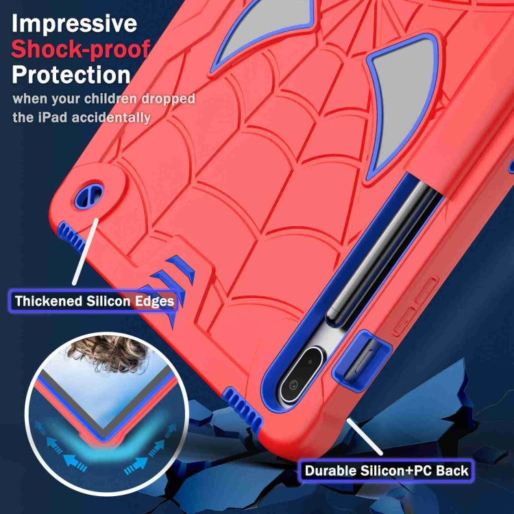 For Samsung Galaxy Tab S7 FE / S7+ / S8+ Spider Texture Silicone Hybrid PC Tablet Case with Shoulder Strap(Red + Blue) by buy2fix