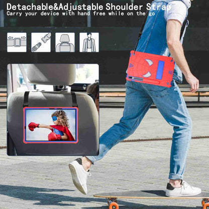 For Samsung Galaxy Tab S7 FE / S7+ / S8+ Spider Texture Silicone Hybrid PC Tablet Case with Shoulder Strap(Red + Blue) by buy2fix