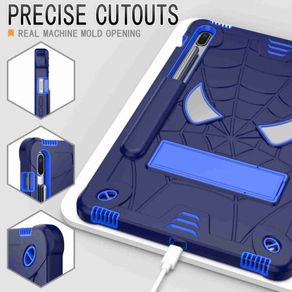 For Samsung Galaxy Tab S7 FE / S7+ / S8+ Spider Texture Silicone Hybrid PC Tablet Case with Shoulder Strap(Navy Blue + Blue) by buy2fix