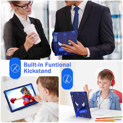 For Samsung Galaxy Tab S7 FE / S7+ / S8+ Spider Texture Silicone Hybrid PC Tablet Case with Shoulder Strap(Navy Blue + Blue) by buy2fix