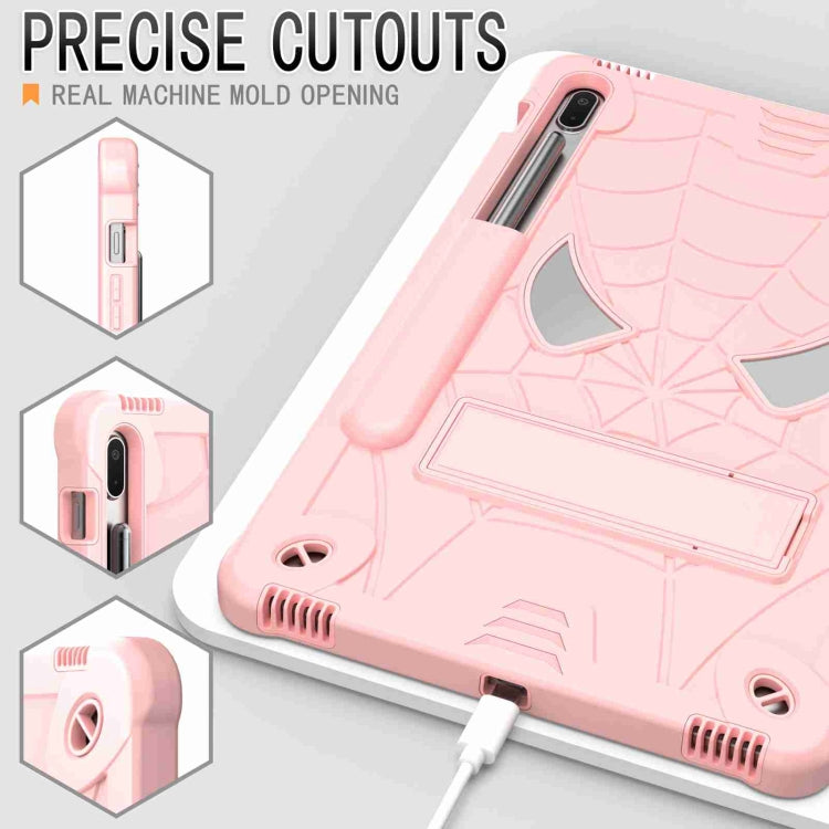 For Samsung Galaxy Tab S7 FE / S7+ / S8+ Spider Texture Silicone Hybrid PC Tablet Case with Shoulder Strap(Rose Gold) by buy2fix