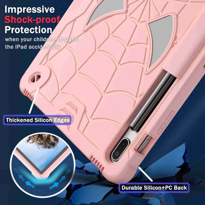 For Samsung Galaxy Tab S7 FE / S7+ / S8+ Spider Texture Silicone Hybrid PC Tablet Case with Shoulder Strap(Rose Gold) by buy2fix