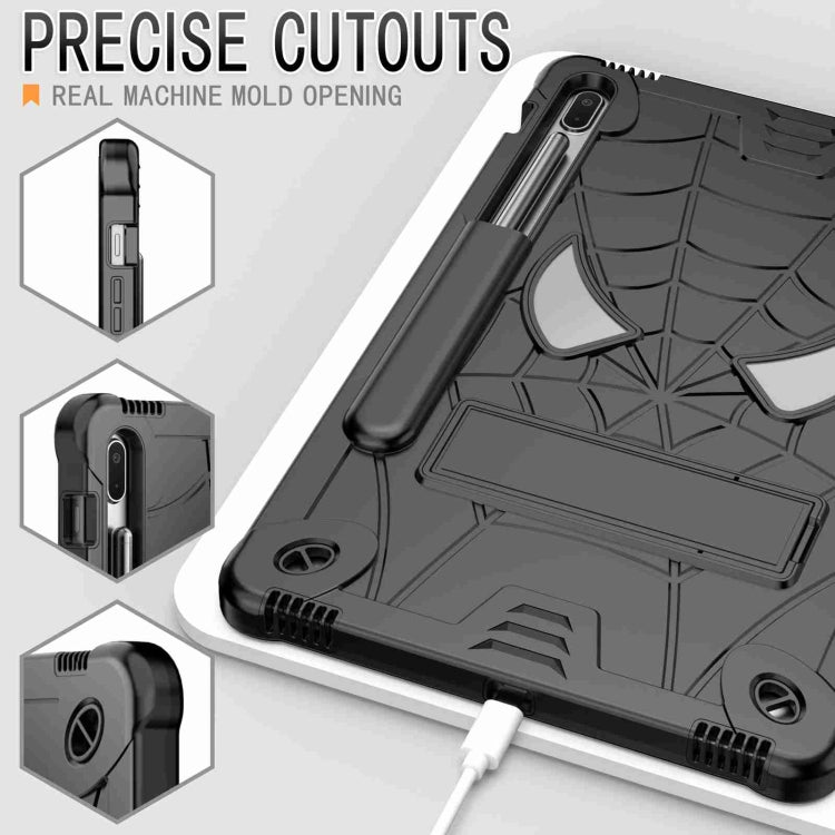 For Samsung Galaxy Tab S7 FE / S7+ / S8+ Spider Texture Silicone Hybrid PC Tablet Case with Shoulder Strap(Black) by buy2fix