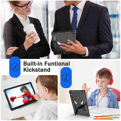 For Samsung Galaxy Tab S7 FE / S7+ / S8+ Spider Texture Silicone Hybrid PC Tablet Case with Shoulder Strap(Black) by buy2fix