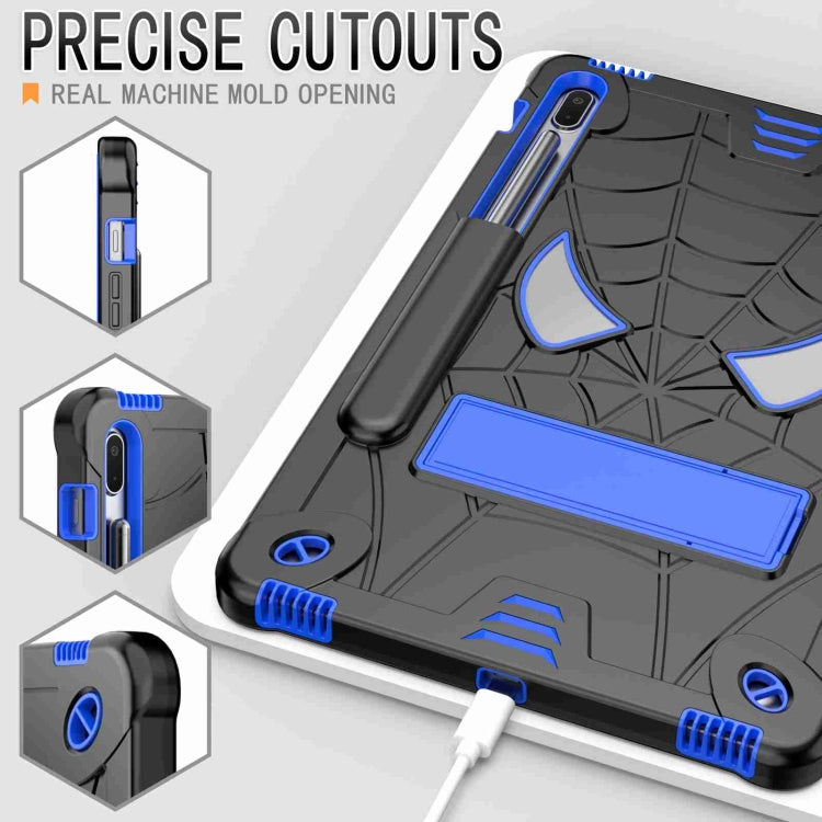 For Samsung Galaxy Tab S7 FE / S7+ / S8+ Spider Texture Silicone Hybrid PC Tablet Case with Shoulder Strap(Black + Blue) by buy2fix