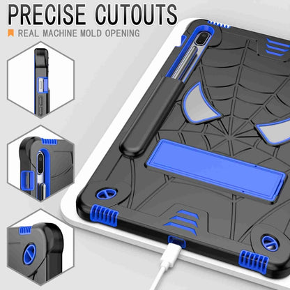 For Samsung Galaxy Tab S7 FE / S7+ / S8+ Spider Texture Silicone Hybrid PC Tablet Case with Shoulder Strap(Black + Blue) by buy2fix