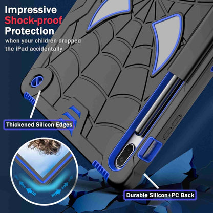 For Samsung Galaxy Tab S7 FE / S7+ / S8+ Spider Texture Silicone Hybrid PC Tablet Case with Shoulder Strap(Black + Blue) by buy2fix