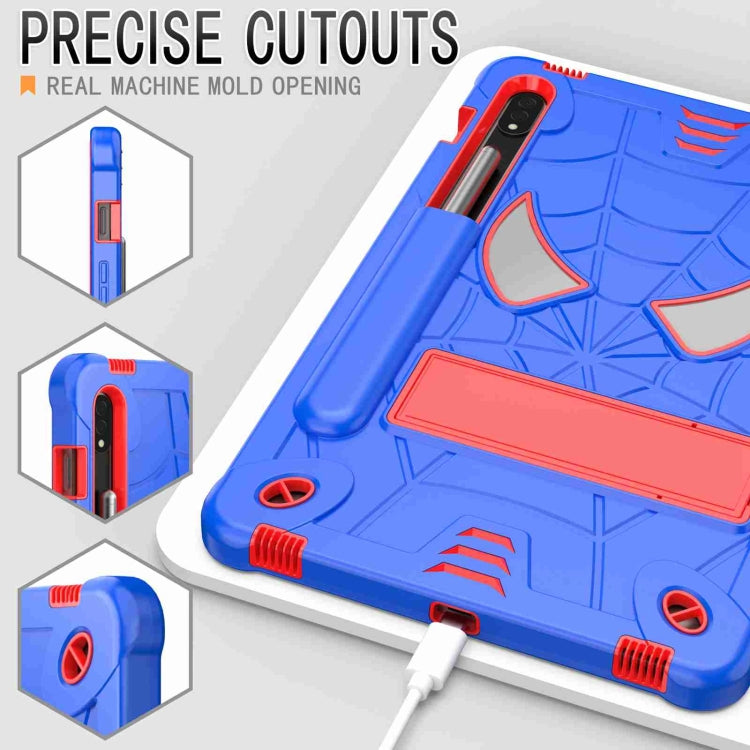 For Samsung Galaxy Tab S7 / S8 Spider Texture Silicone Hybrid PC Tablet Case with Shoulder Strap(Blue + Red) by buy2fix