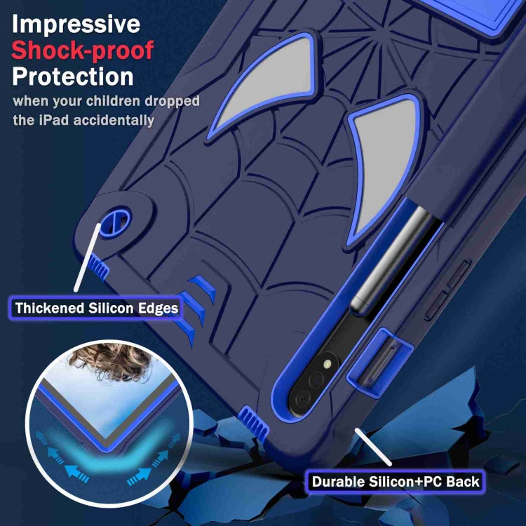 For Samsung Galaxy Tab S7 / S8 Spider Texture Silicone Hybrid PC Tablet Case with Shoulder Strap(Navy Blue + Blue) by buy2fix