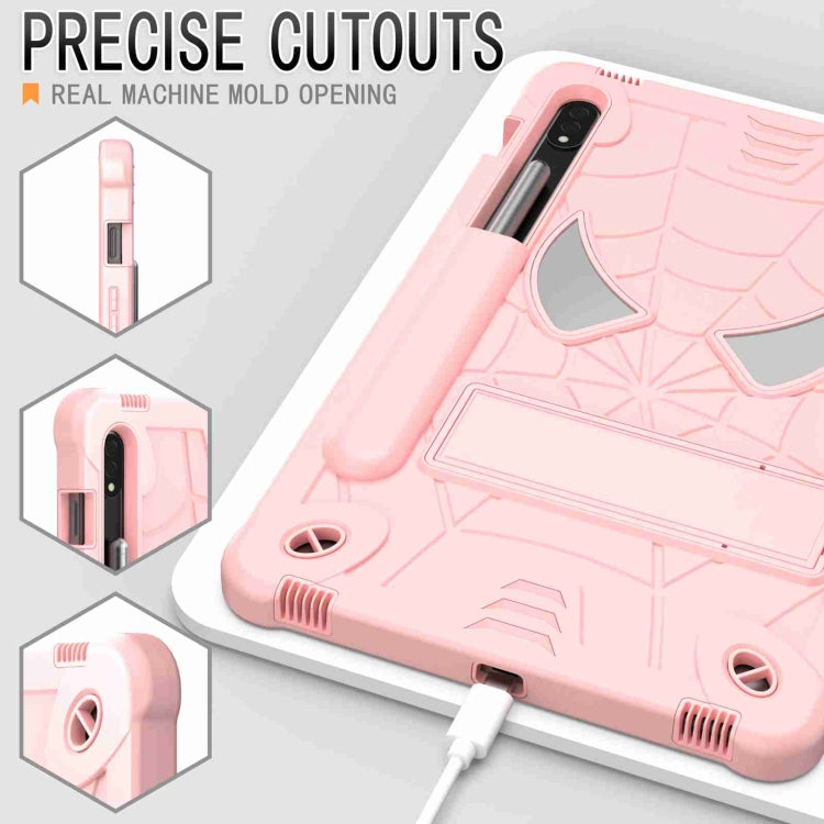 For Samsung Galaxy Tab S7 / S8 Spider Texture Silicone Hybrid PC Tablet Case with Shoulder Strap(Rose Gold) by buy2fix