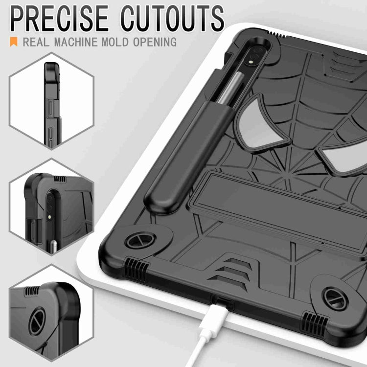 For Samsung Galaxy Tab S7 / S8 Spider Texture Silicone Hybrid PC Tablet Case with Shoulder Strap(Black) by buy2fix