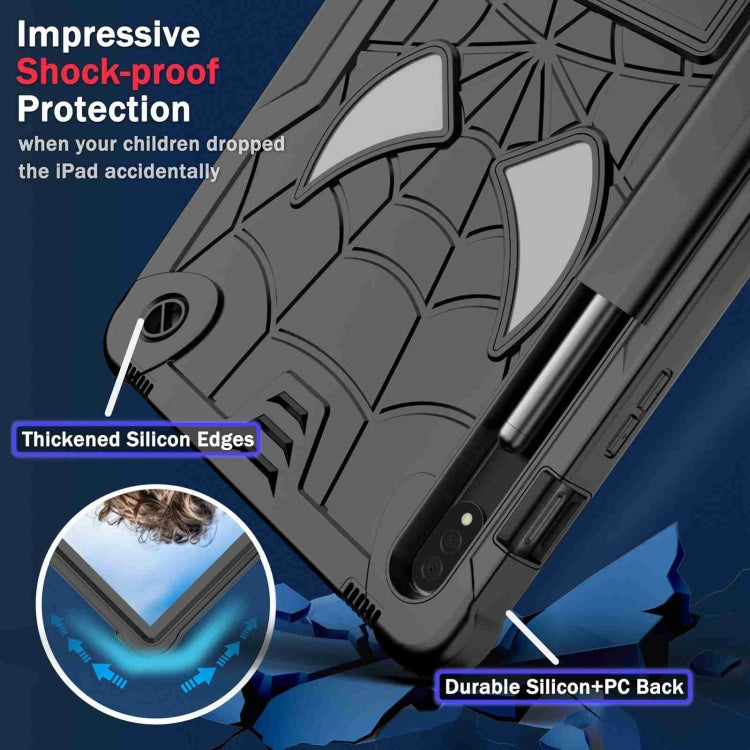 For Samsung Galaxy Tab S7 / S8 Spider Texture Silicone Hybrid PC Tablet Case with Shoulder Strap(Black) by buy2fix