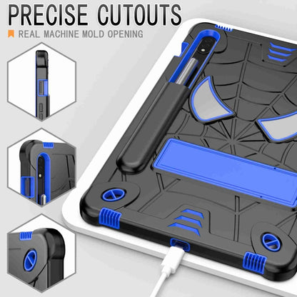 For Samsung Galaxy Tab S7 / S8 Spider Texture Silicone Hybrid PC Tablet Case with Shoulder Strap(Black + Blue) by buy2fix