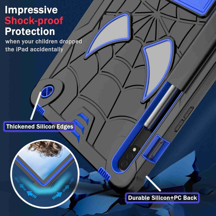 For Samsung Galaxy Tab S7 / S8 Spider Texture Silicone Hybrid PC Tablet Case with Shoulder Strap(Black + Blue) by buy2fix