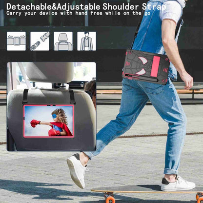 For Samsung Galaxy Tab S7 / S8 Spider Texture Silicone Hybrid PC Tablet Case with Shoulder Strap(Black + Rose Red) by buy2fix